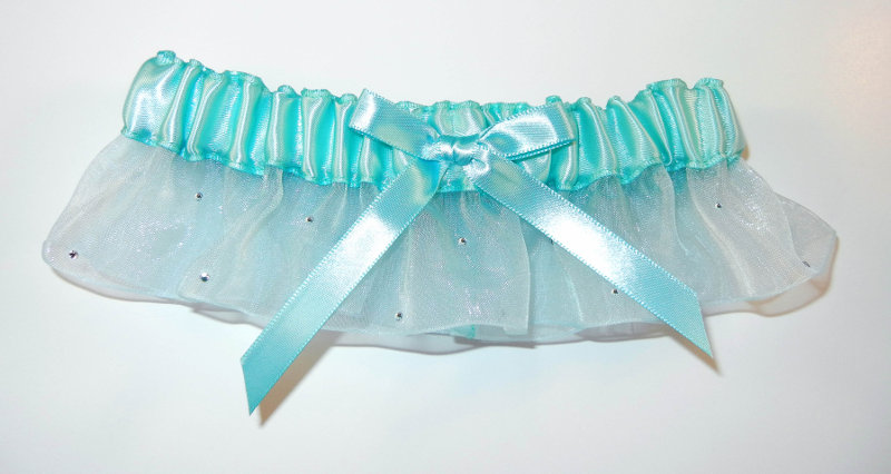 Aqua Garter with Crystals